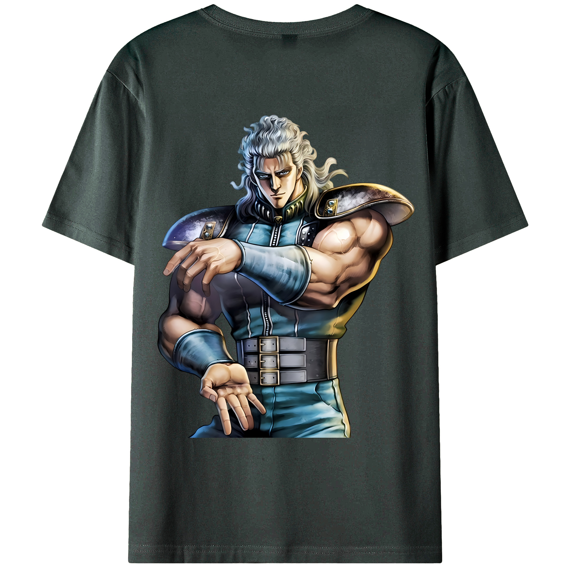 （画像用） 北斗の拳 Fist of the North Star 綿100％ メンズ半袖Tシャツ（バックプリント） 通気性